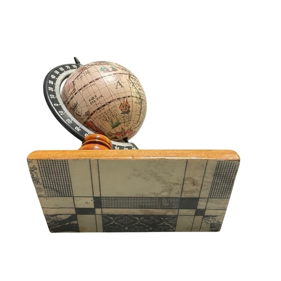 Vintage MCM Old World Globe Desktop Pen Holder Stand w/ Pen Holder - Picture 7 of 8